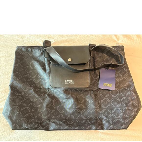 Cavalli Class Handbags - Cavalli Class Large Black Logo Tote, NWT